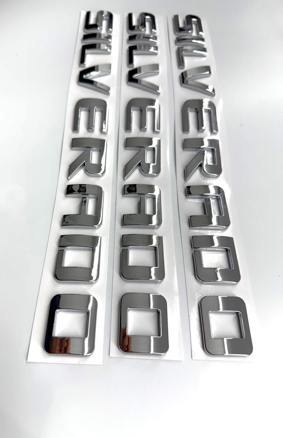 Generic 3PCS Badge Emblems chrome silver front view for Silverado styling