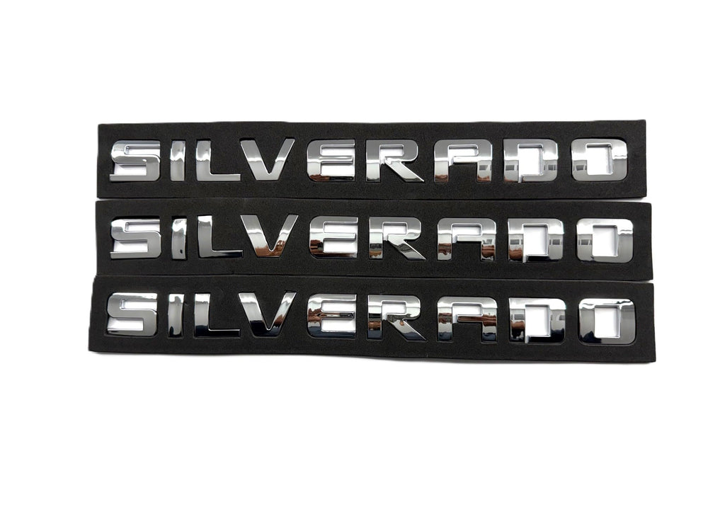 Generic 3PCS badge emblems chrome silver packaging image shows kit contents