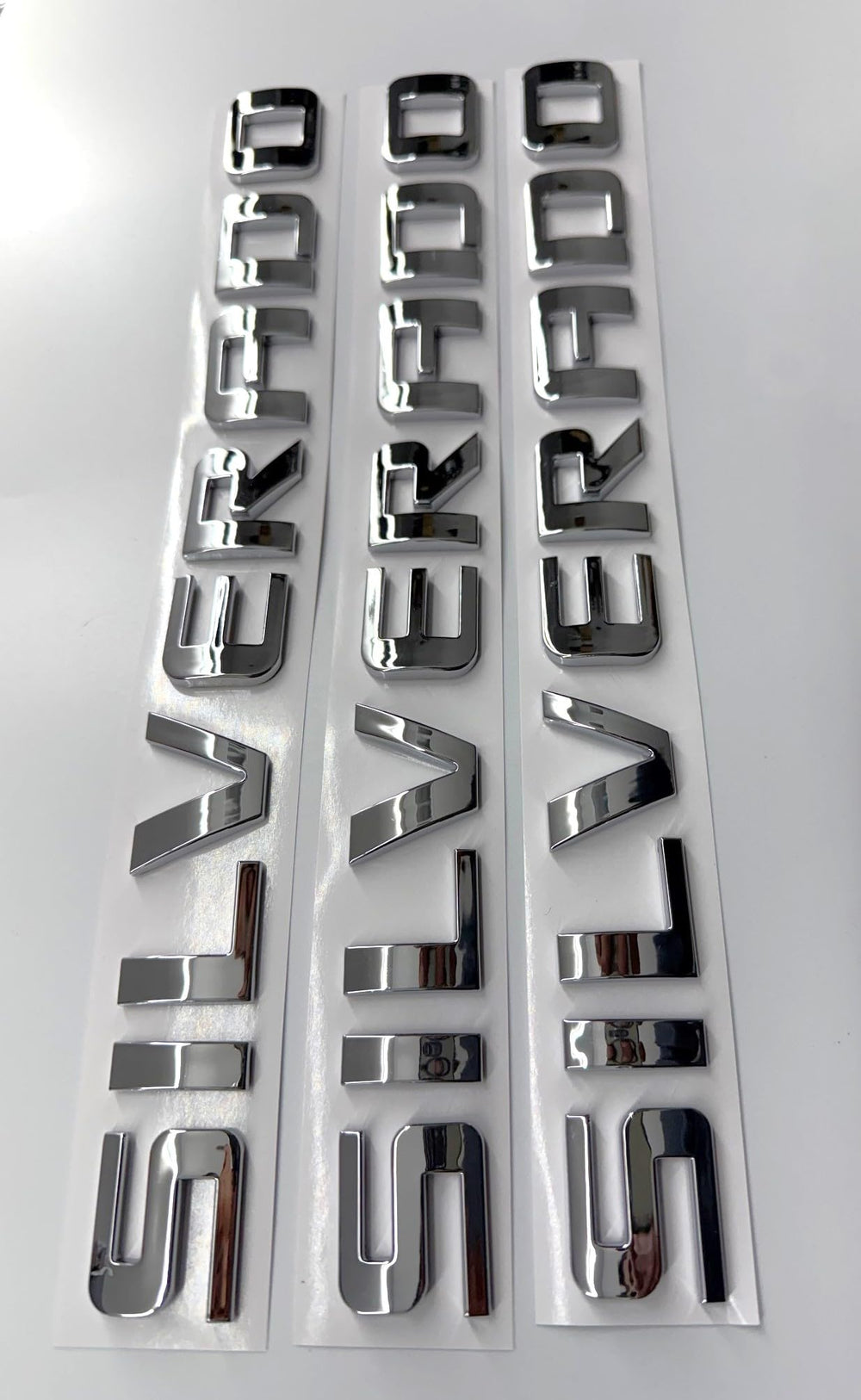 Generic 3PCS badge emblems chrome silver rear view on Canyon/Sierra
