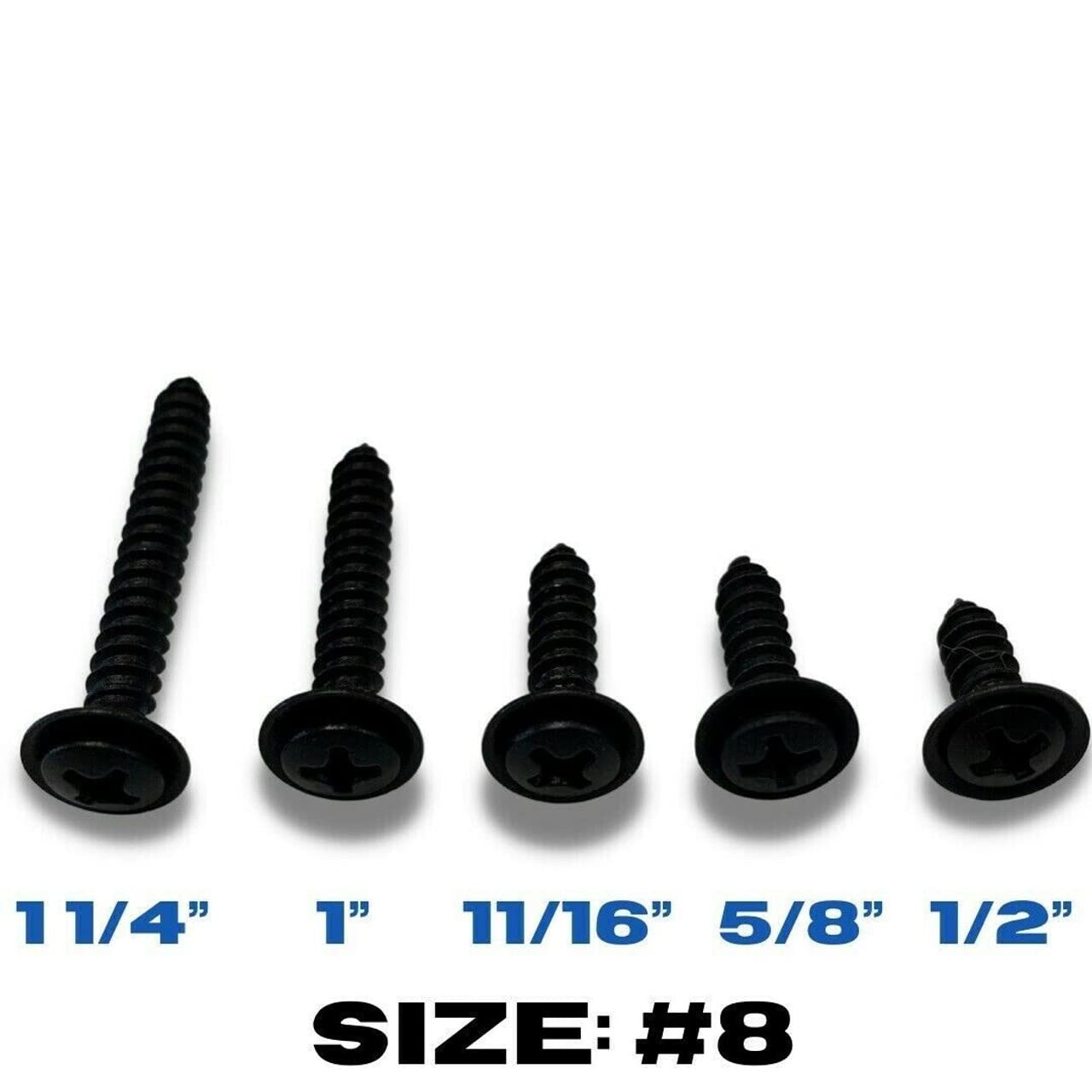 Generic 50-piece #8 Phillips screws in black finish ideal for dash and trim installations.