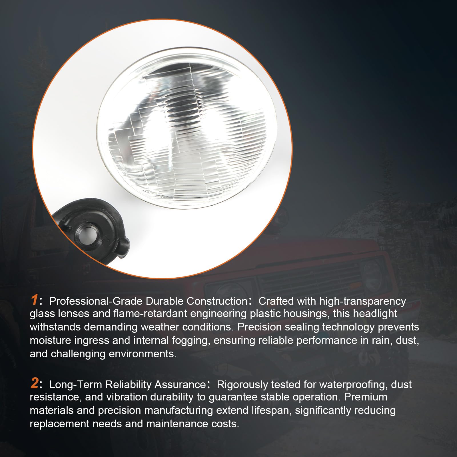 Generic 7-inch LED glass headlight installation plug-and-play promotes quick upgrades.