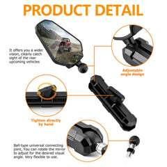 Generic Adventure Mirror 360-degree adjustment demonstrates reach to eliminate blind spots.