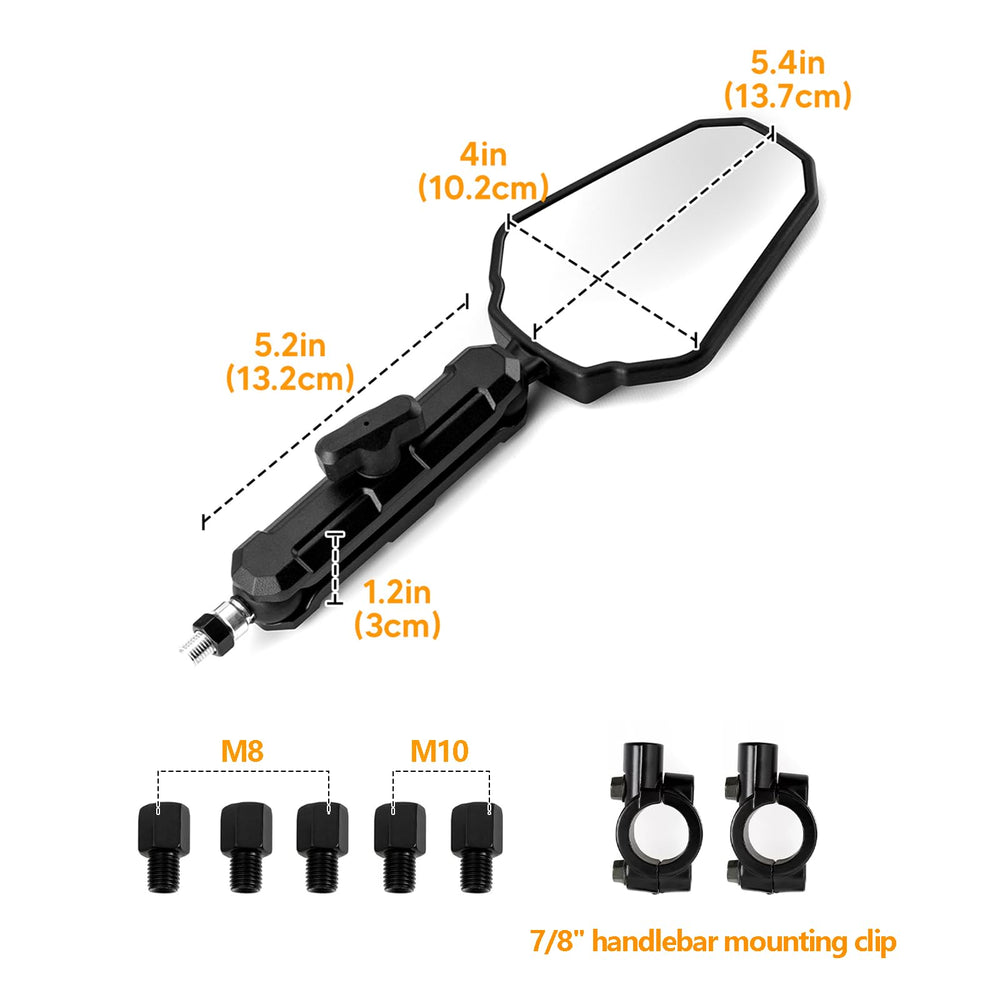 Generic Adventure Mirror suitable for Yamaha, Honda, Suzuki and other off-road bikes.