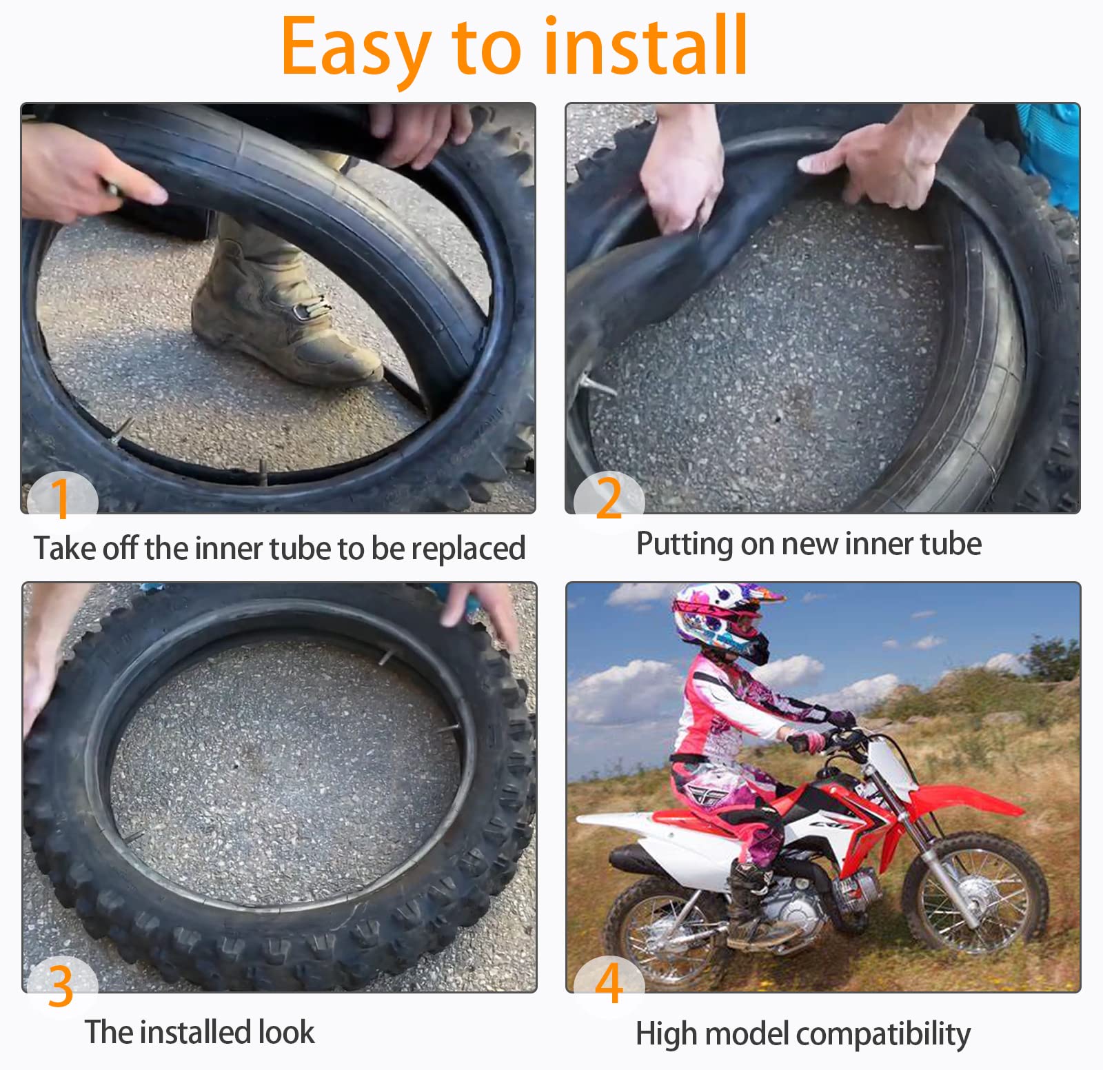 Generic inner tubes with stem bonnet for easy installation and sealing.