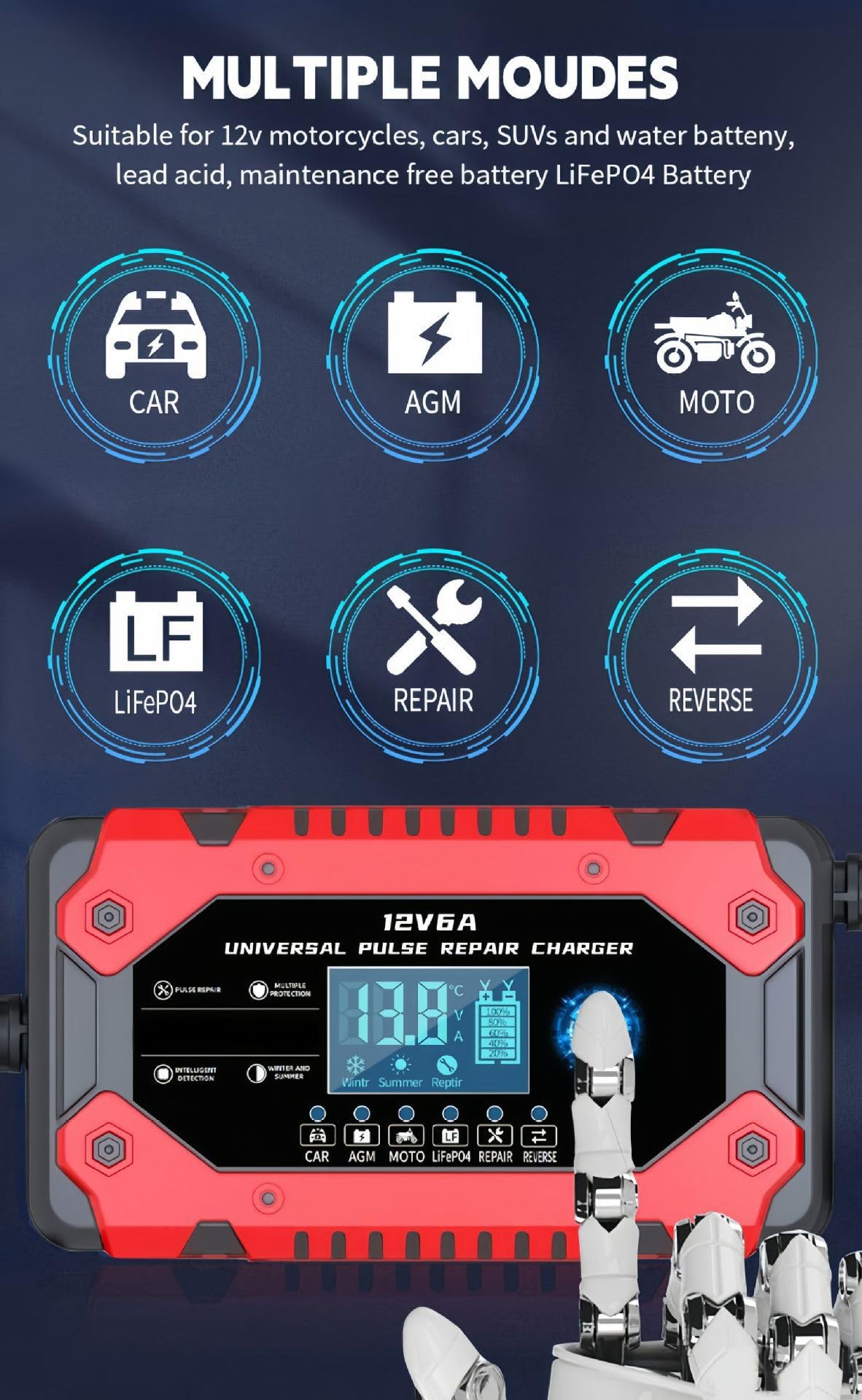 Generic Battery Charger cooling fan maintains performance under load.