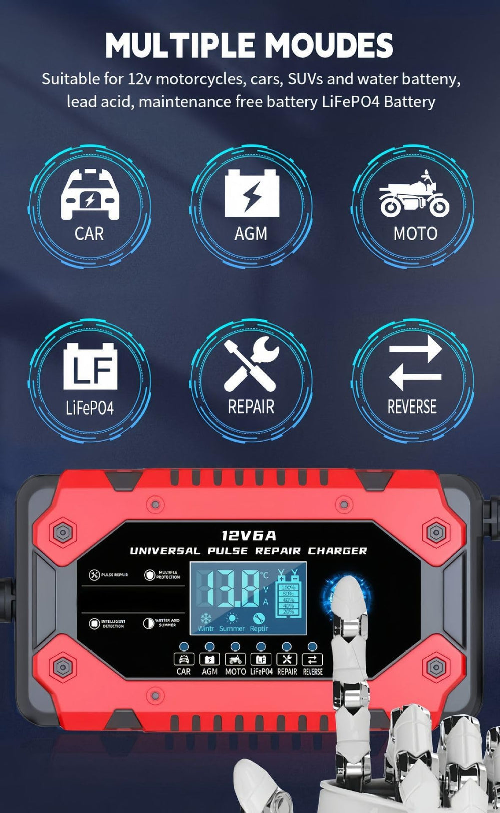 Generic Battery Charger cooling fan maintains performance under load.