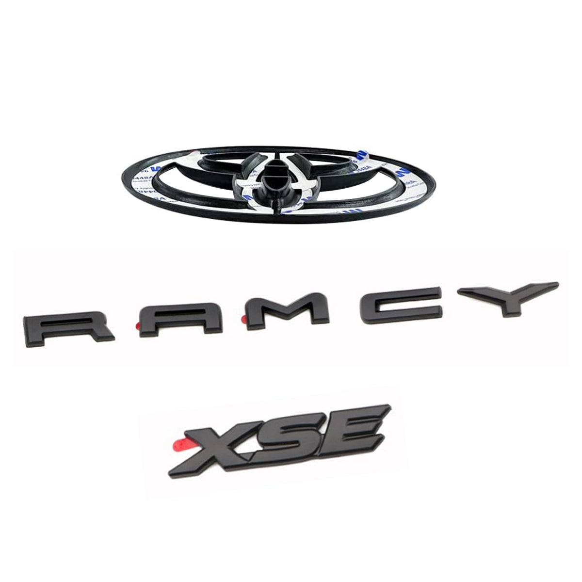 Generic blackout emblem overlay on Camry XSE badge provides a sleek, weather-ready look.
