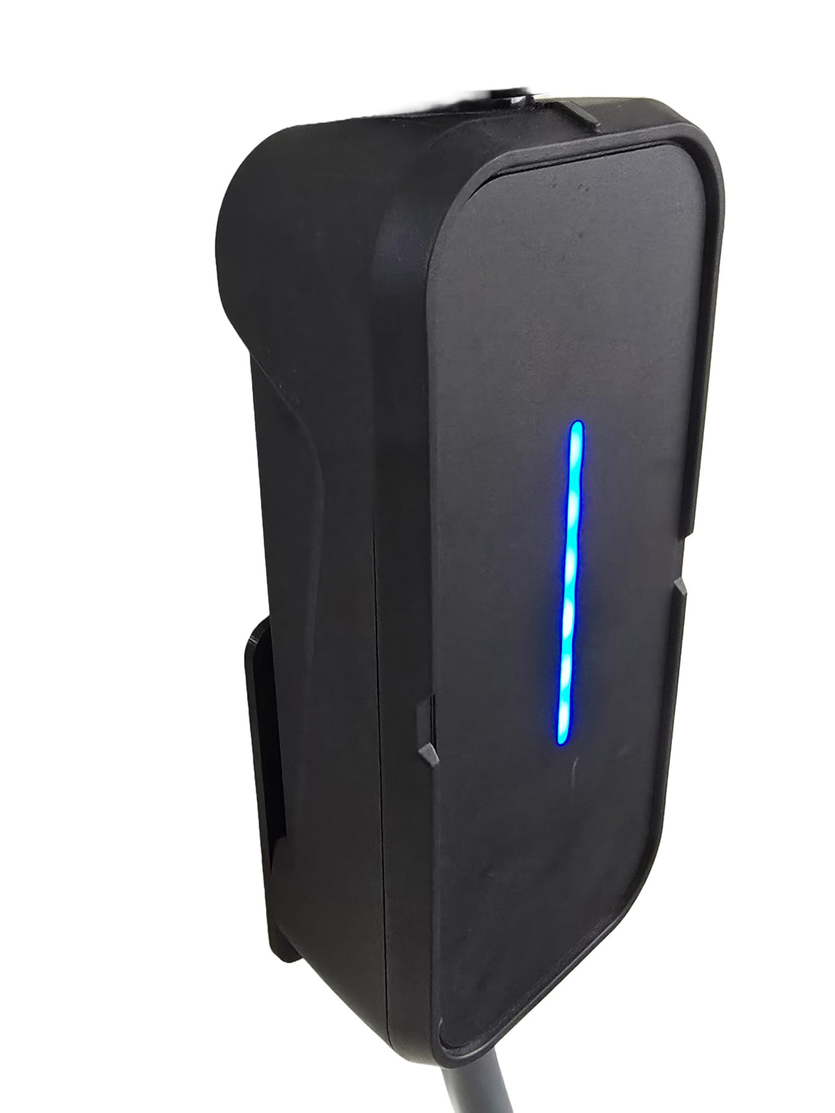 Generic BMW wall-mount bracket on wall keeps charger neatly stored.