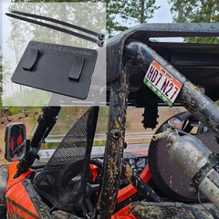 Generic California OHV sticker plate mounted on a SxS cage tube for compliant registration.