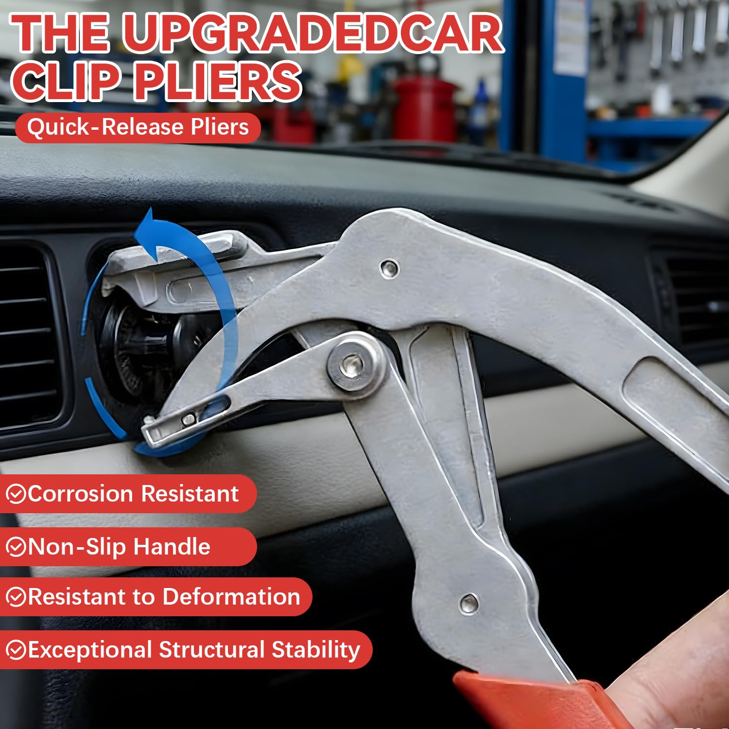 Generic Car Clip Pliers side view highlighting ergonomic handle for one-handed use.
