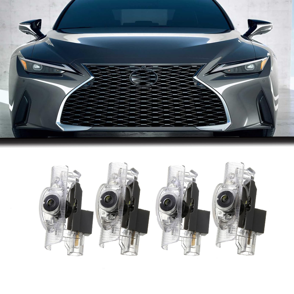 Generic car door light logo projection on ground enhances night visibility and welcome style.