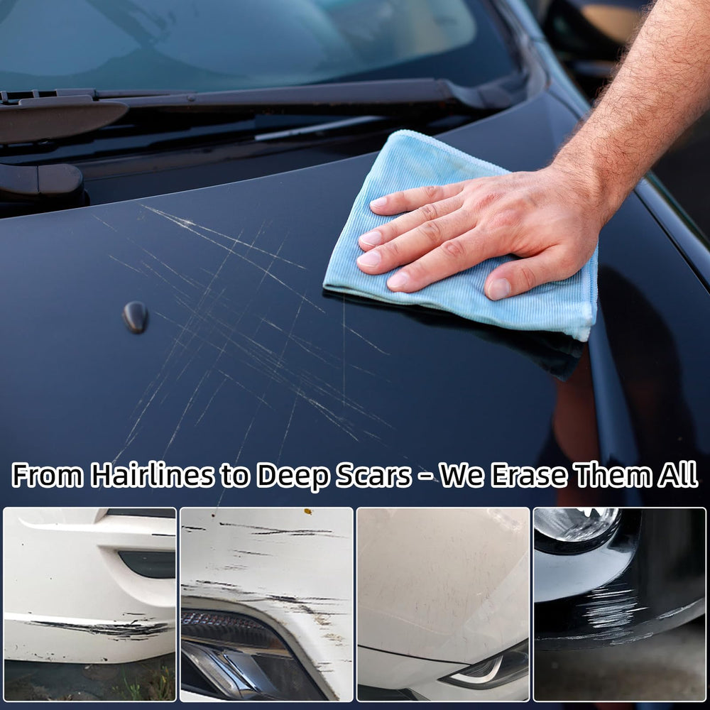 Generic car exterior scratch repair in action on painted surface.