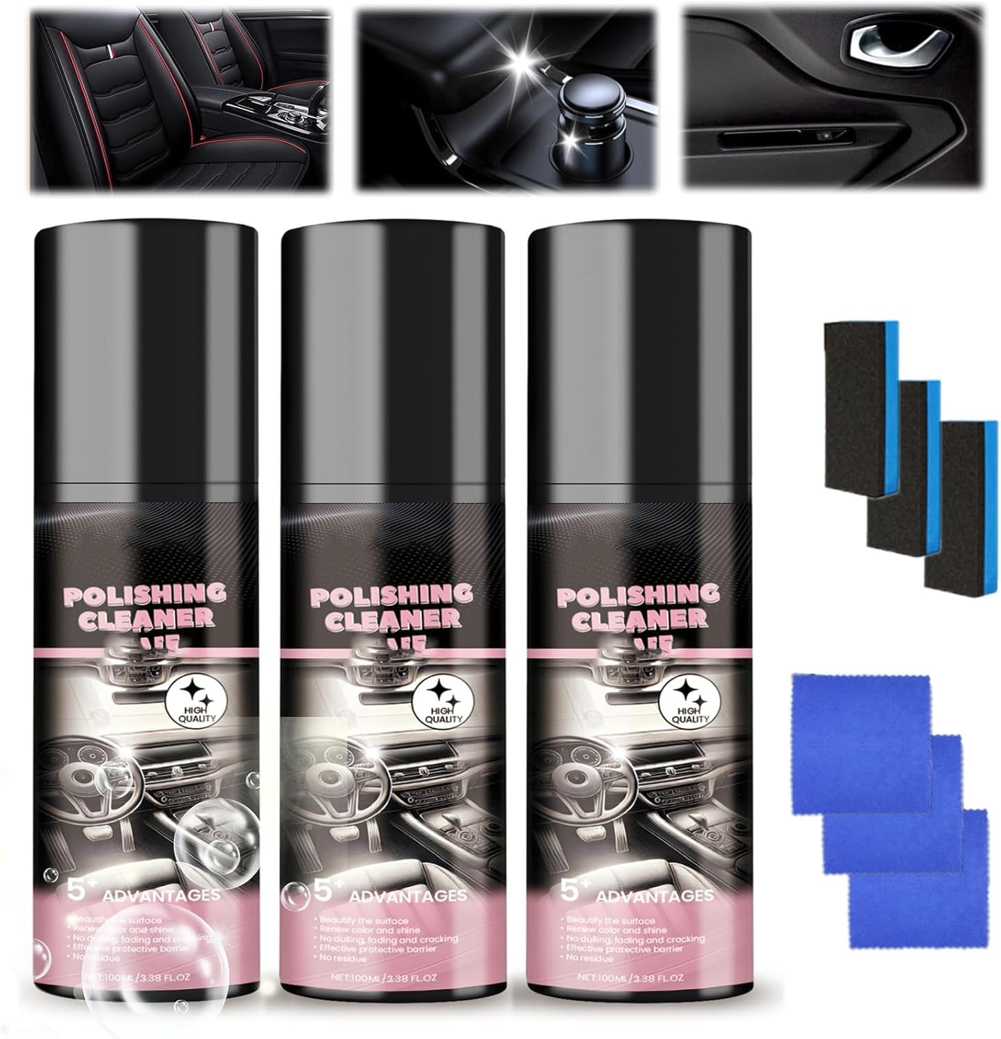 Generic Car Interior Cleaner Spray bottle provides quick, streak-free cleaning