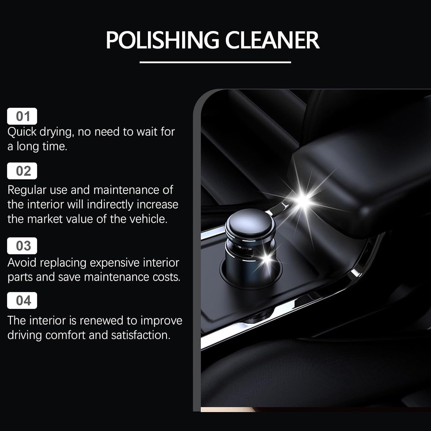 Fabric seats brightened by Generic Car Interior Cleaner Spray with no residue