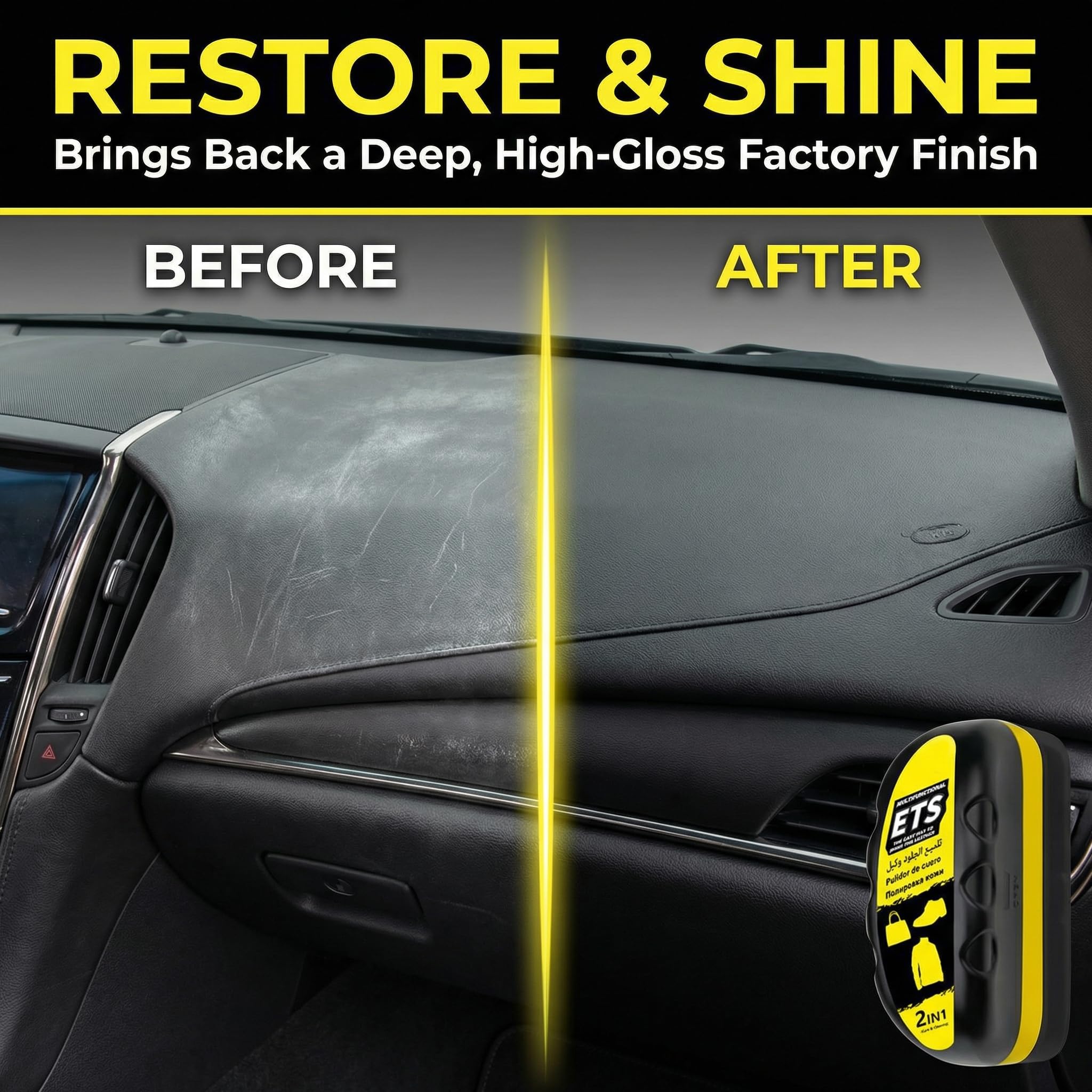 Generic Car Interior Detailer applied to the dash to remove stains and grime.