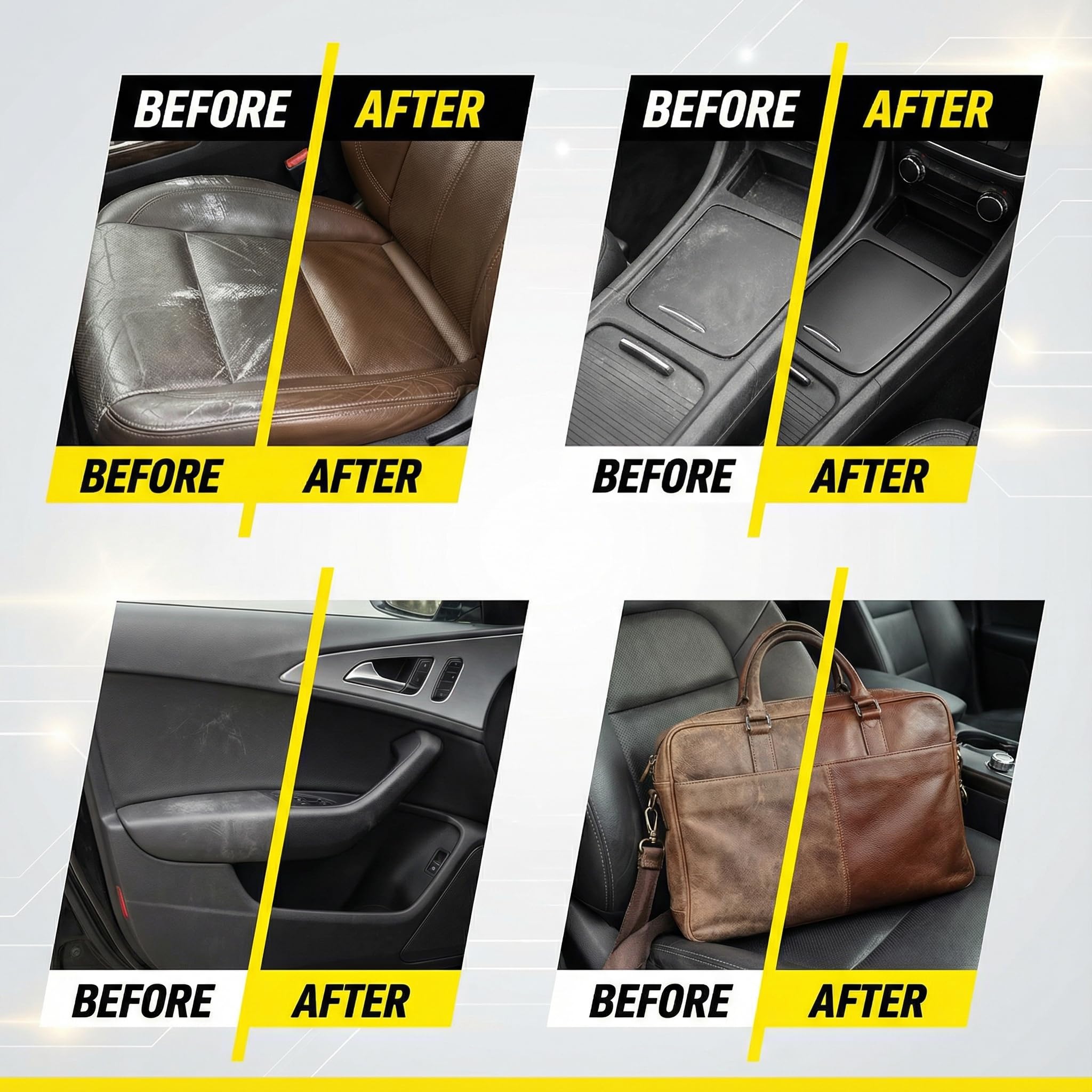 Generic Car Interior Detailer safely cleans leather, vinyl, plastics, and fabric.