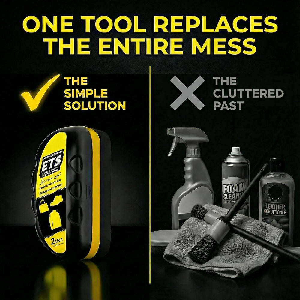 Generic Car Interior Detailer sponge in use for quick interior cleaning.