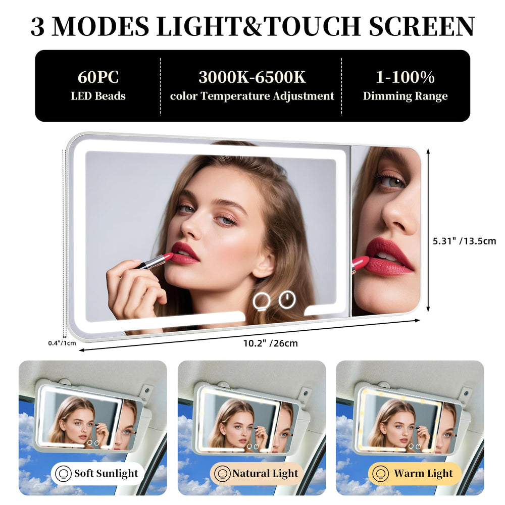 Generic car sun visor makeup mirror 3x magnifier for precise grooming