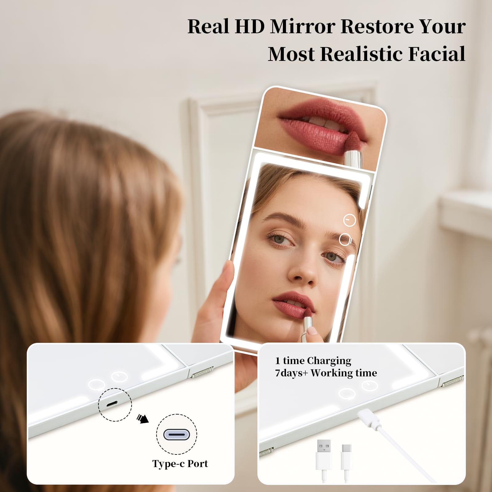 Generic car sun visor makeup mirror Type-C charging for easy power