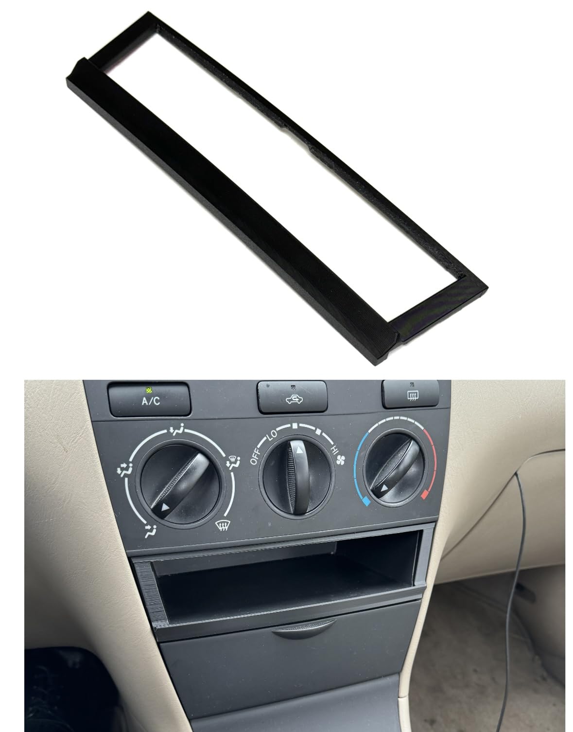Generic center console bezel with lipped trim helps secure sunglasses in Corolla 03-08