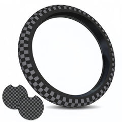 Generic Checkered Gray steering wheel cover provides anti-slip grip.