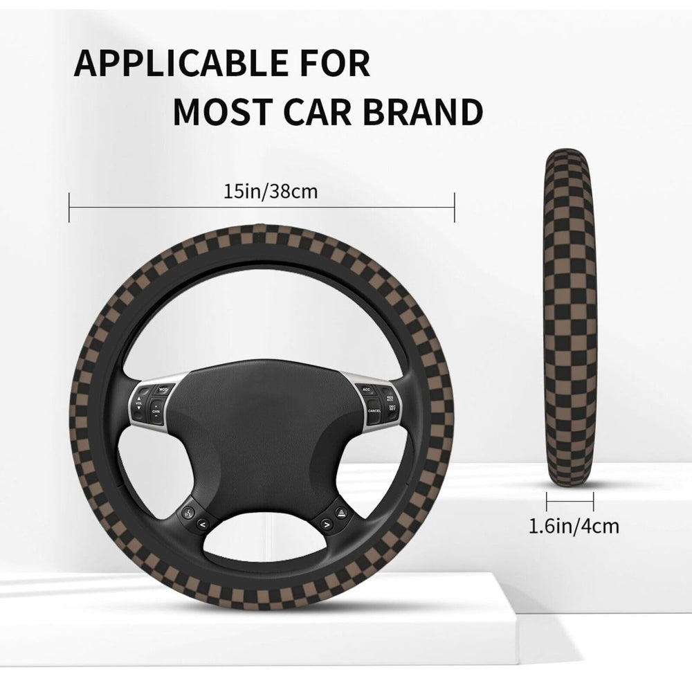 Generic checkered steering wheel cover anti-slip breathable design for dependable control.