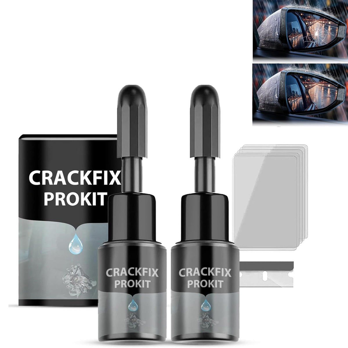 Generic Crack Fix Pro Kit Windshield Repair Fluid shows crystal-clear resin for invisible repairs.