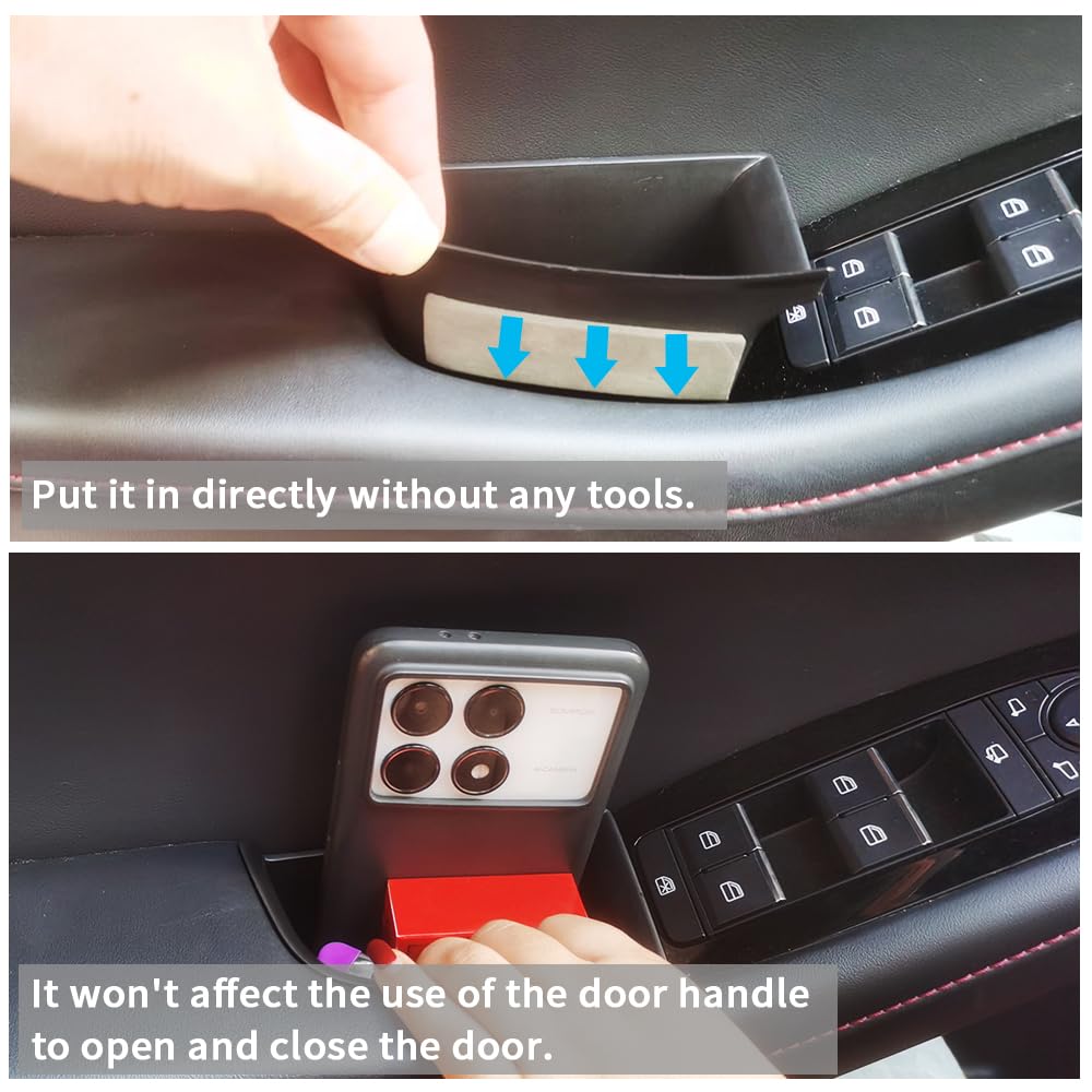 Generic door handle storage box installation setup shows simple tool-free fit