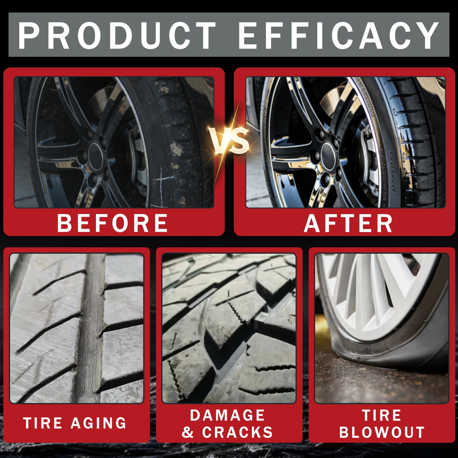 Generic easy-application polishing paste lets you shine tires without extra tools.