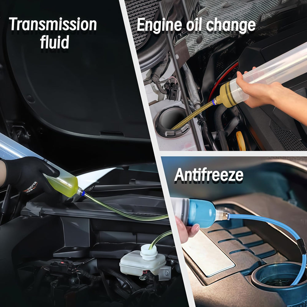 Generic fluid extractor in use on car or boat for DIY maintenance