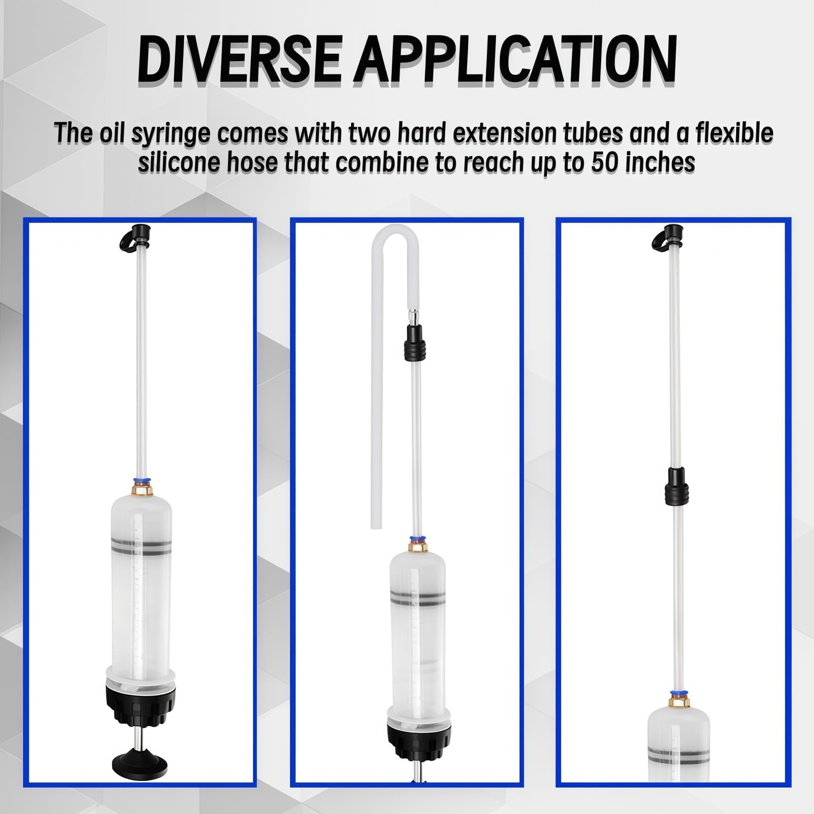 Generic fluid extractor versatile with engine oil, coolant, brake fluid and more