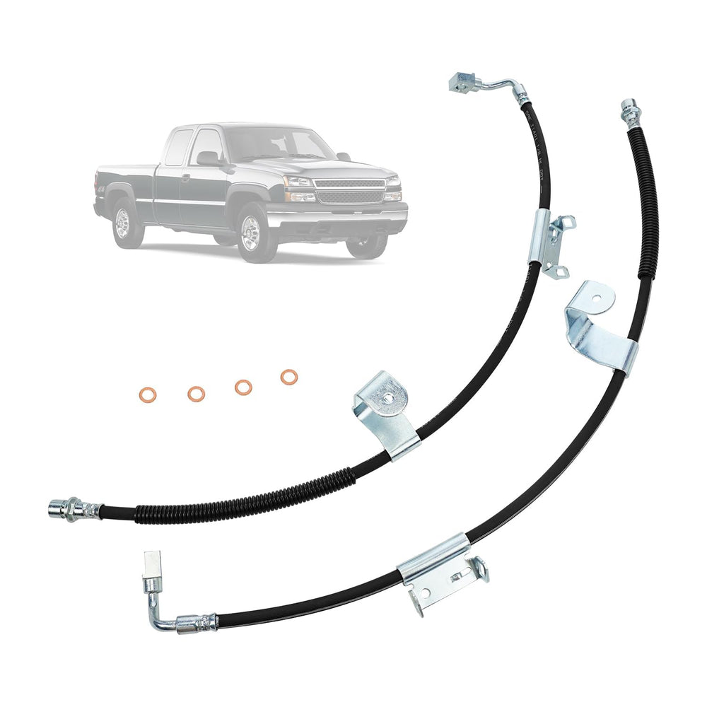 Generic front passenger brake hose visible, illustrating durable oil-resistant construction for daily driving