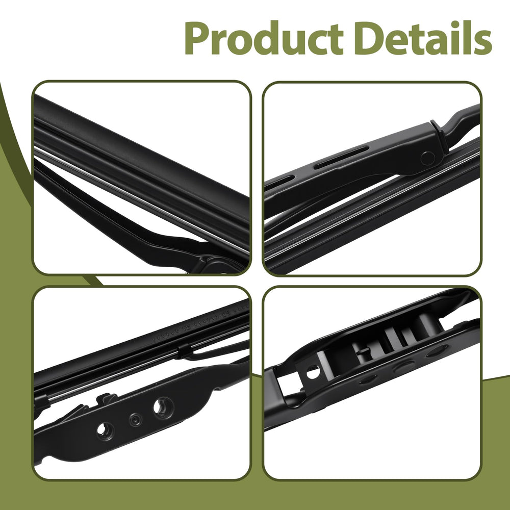 Generic front wiper blades use durable rubber for long-lasting use.