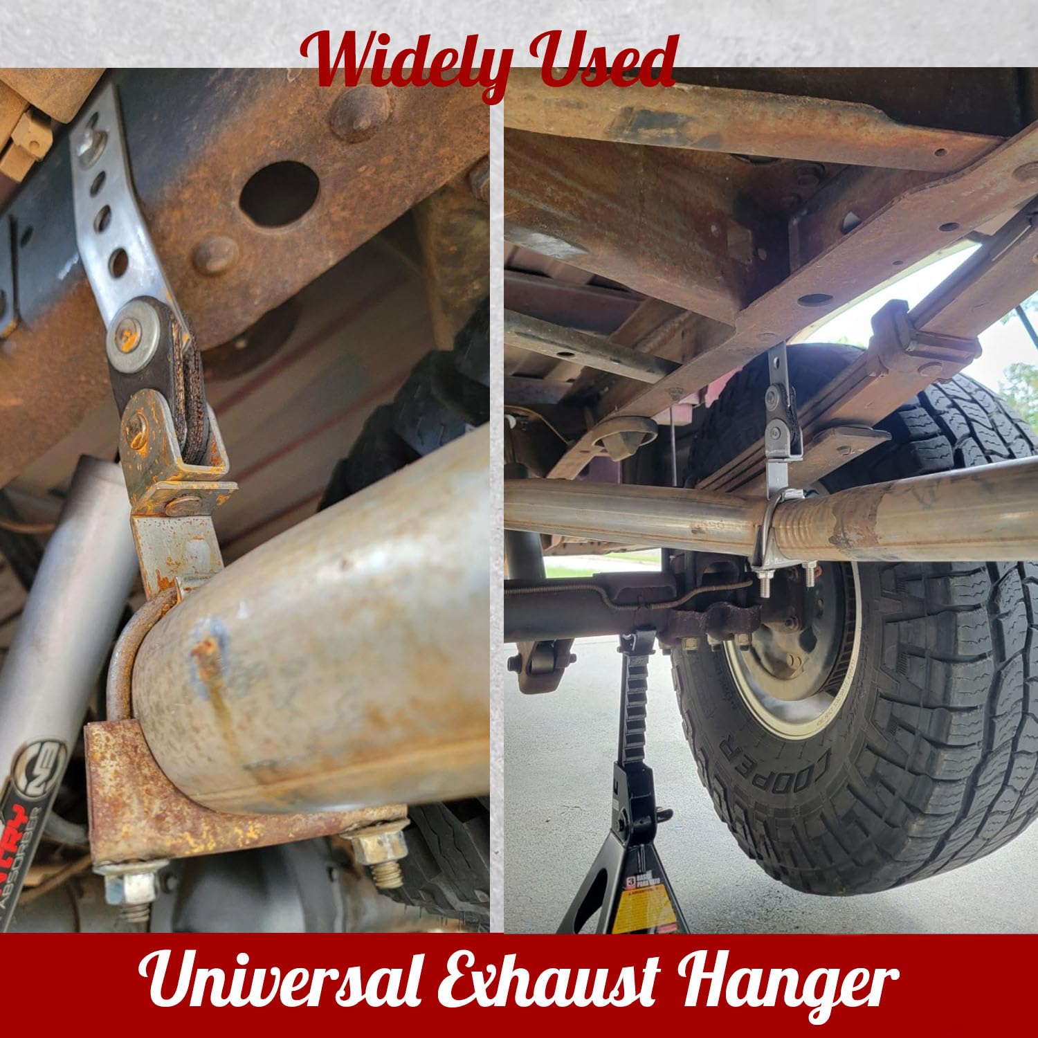Generic galvanized durability exhaust hanger highlights rust resistance and longevity.