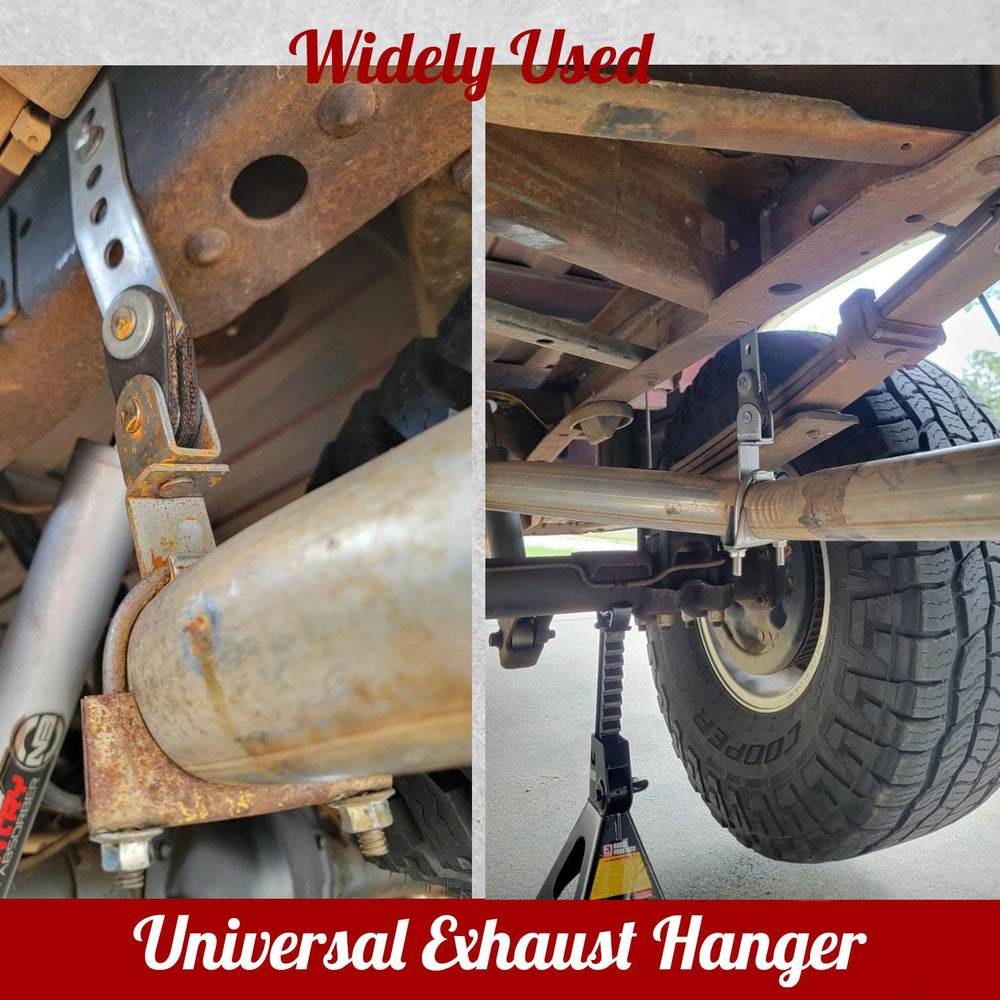 Generic galvanized durability exhaust hanger highlights rust resistance and longevity.