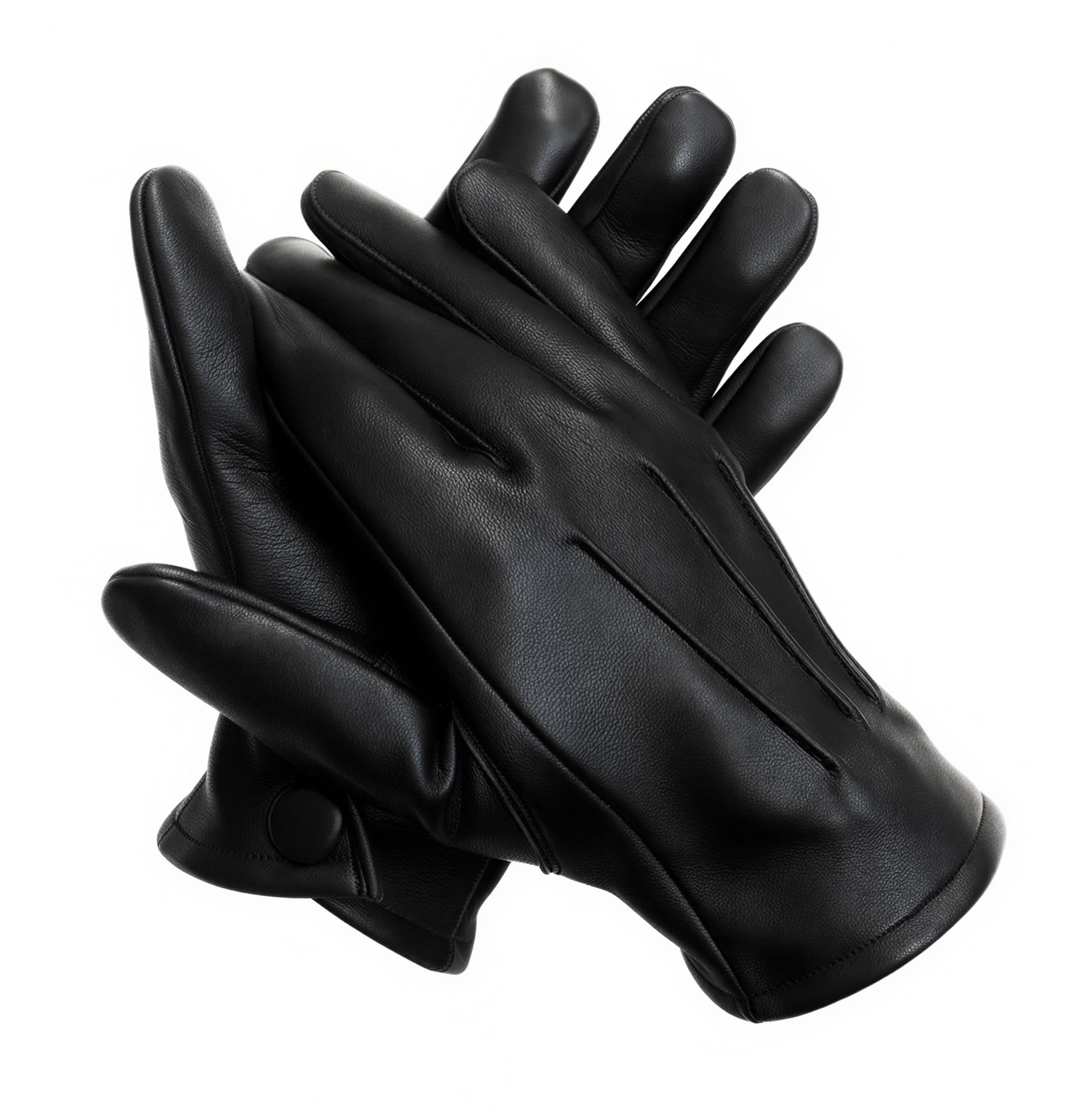 Generic Genuine Sheepskin Leather Gloves for Men, black unlined, ideal for driving and daily wear.