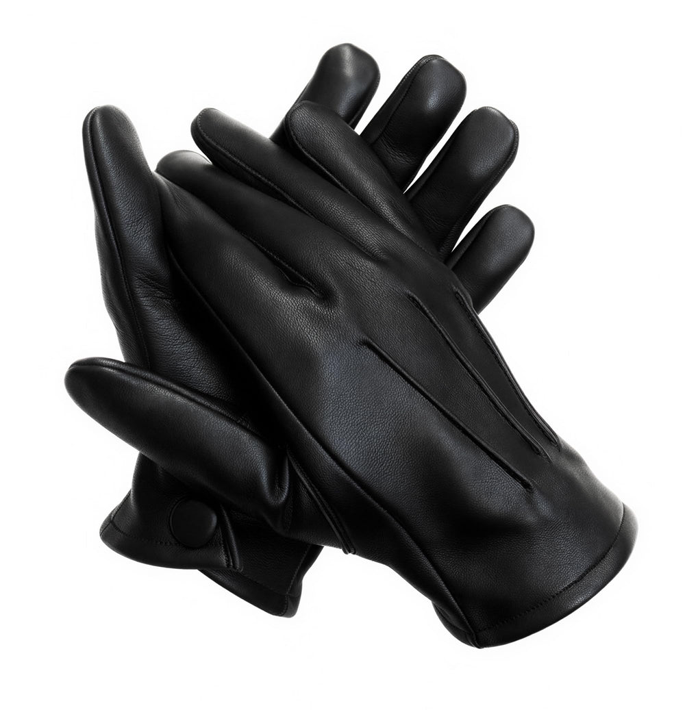 Generic Genuine Sheepskin Leather Gloves for Men, black unlined, ideal for driving and daily wear.