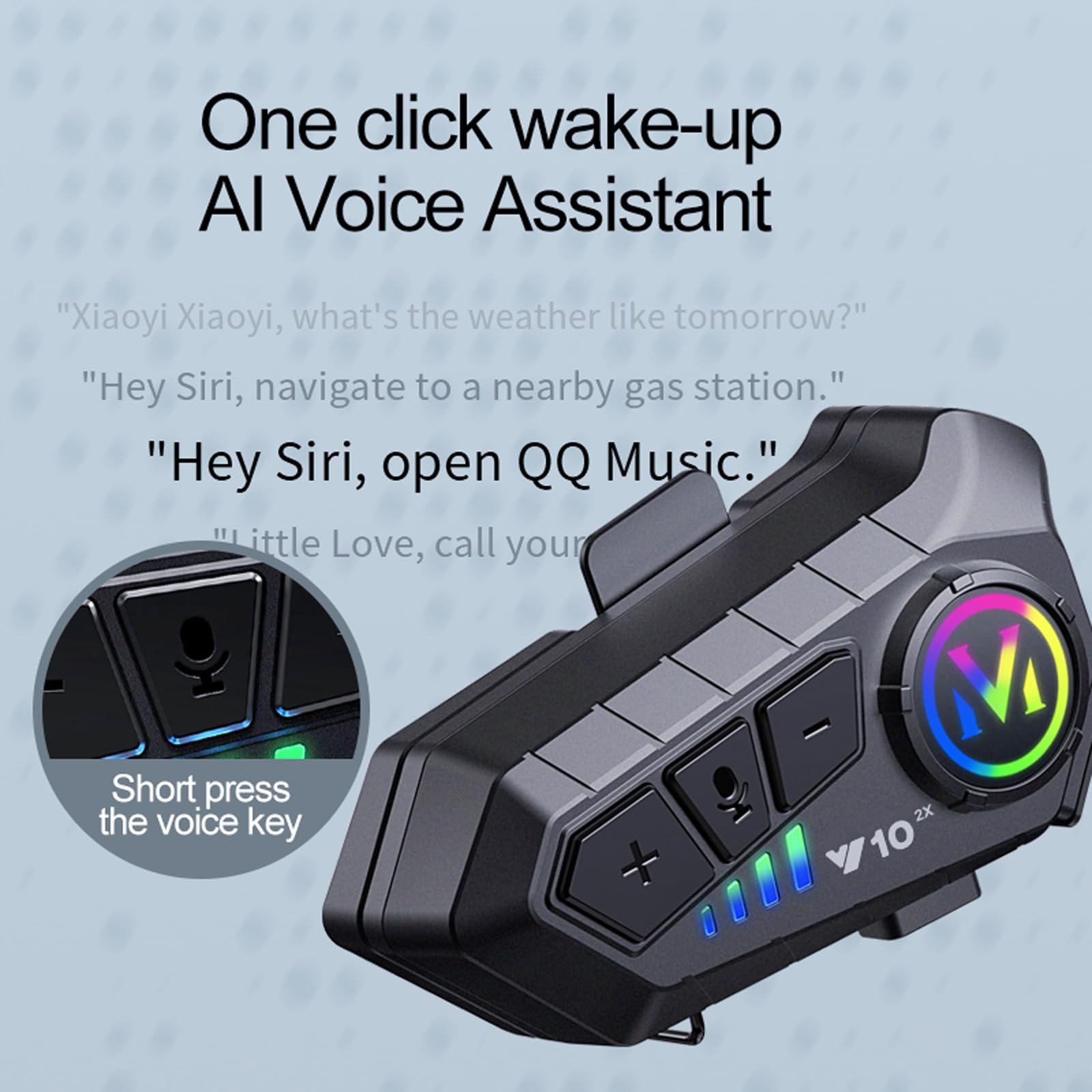 Generic easy-glove buttons enable hands-free control on the move.