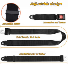 Generic seat belt pads with extended strap demonstrates adjustable fit on a cart.