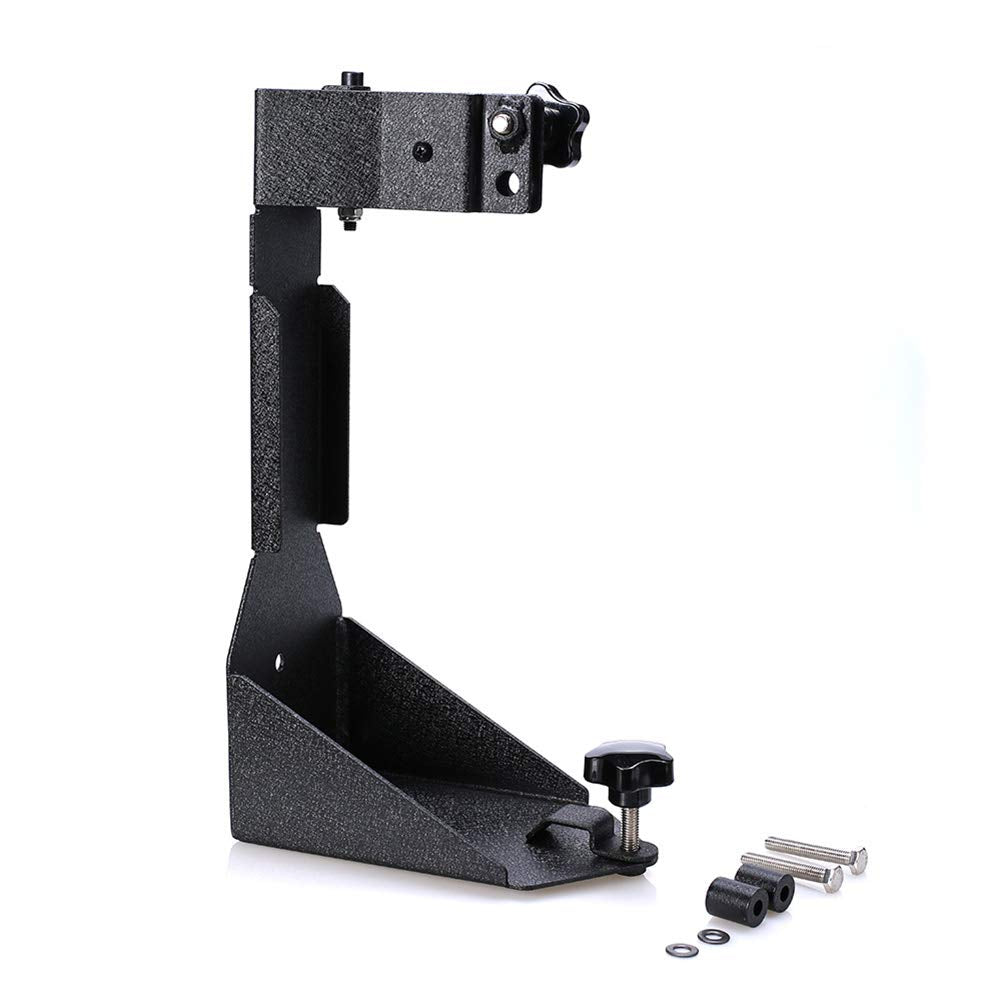 Generic high lift jack mount bracket installed on a Jeep Wrangler JK showing bolt-on fit