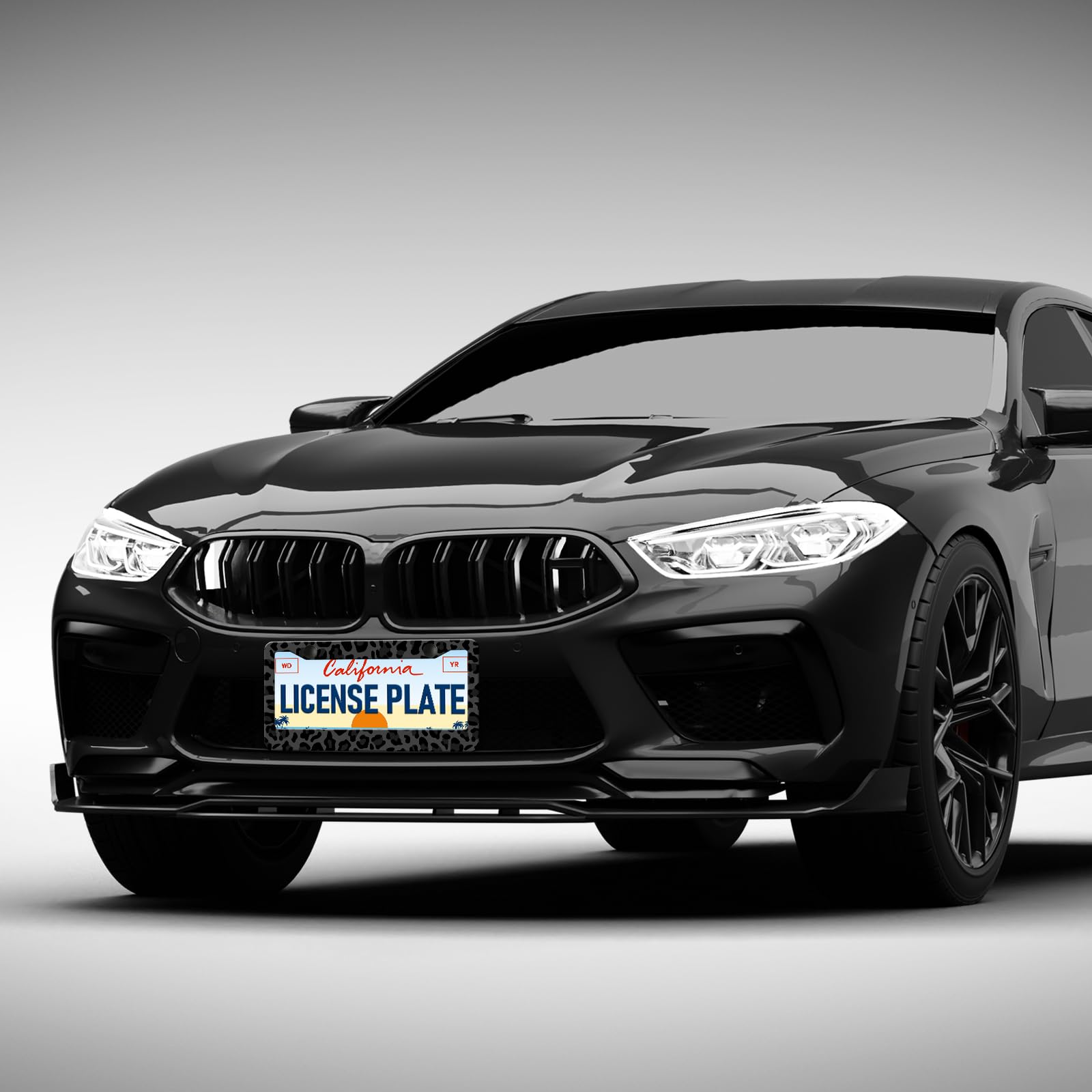 Durable aluminum leopard license plate frame designed for all-weather use.