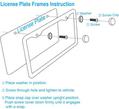 Generic license frame package content illustrates easy-install with included hardware.