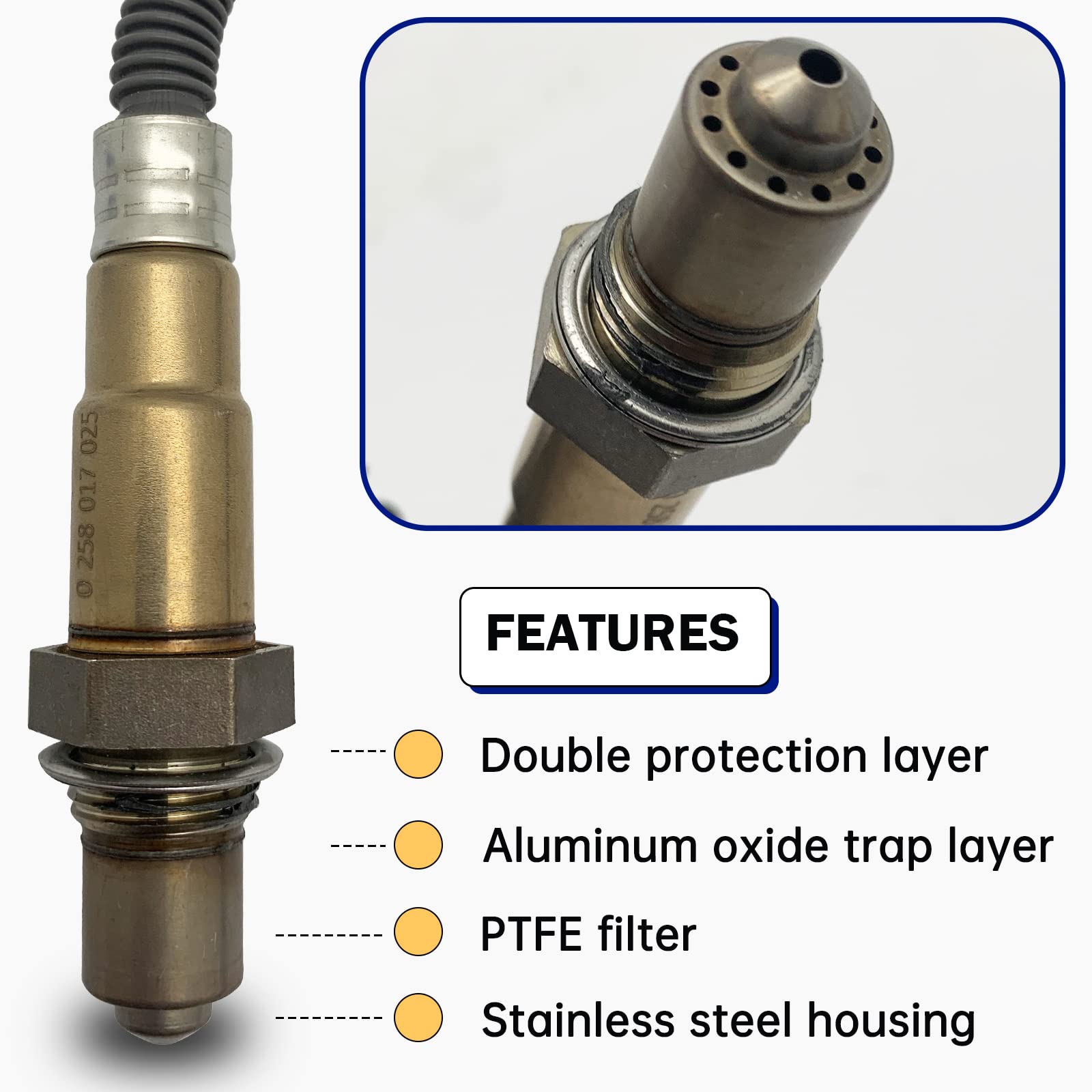 Generic LSU 4.9 sensor connector close-up highlighting 5-wire design.