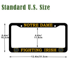 Generic Notre Dame license frame rear view showing border and unobstructed corners.