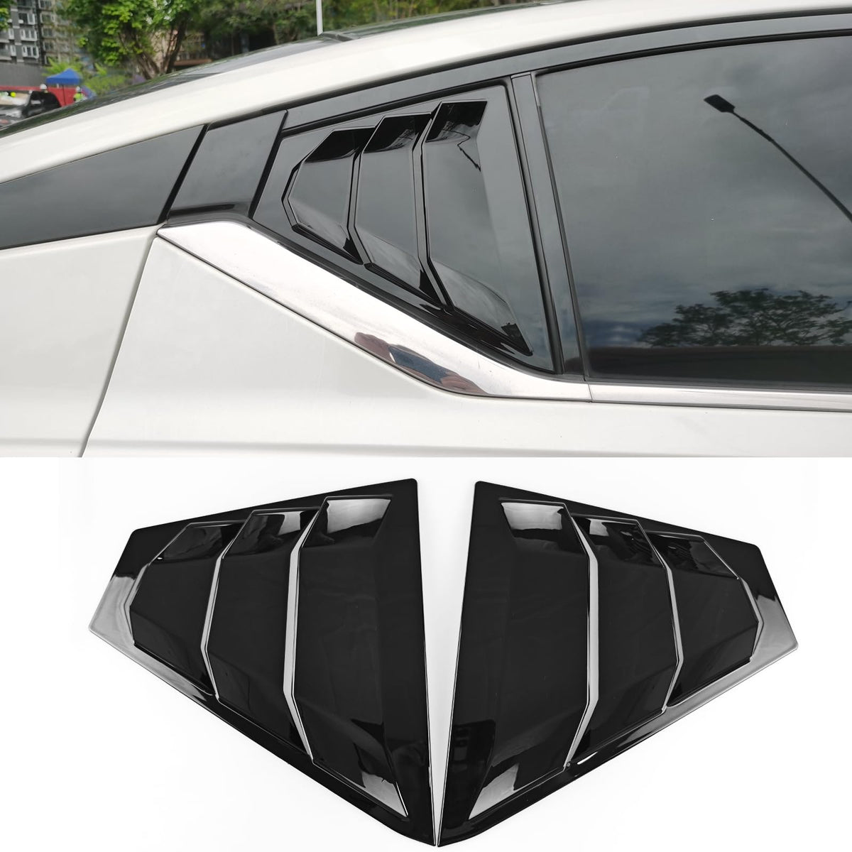 Generic Nissan Altima Teana rear side louvers in piano black add sportier exterior.