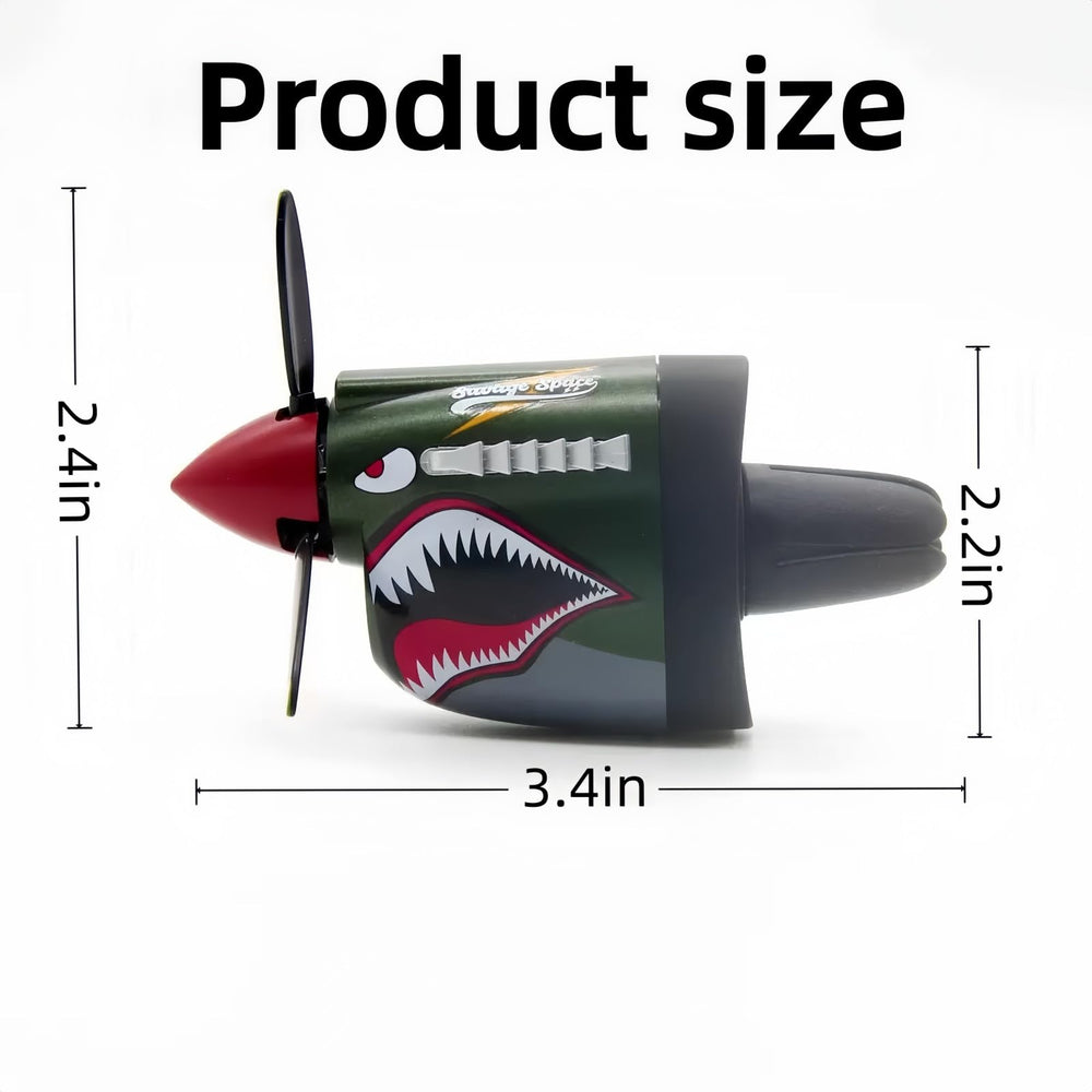 Generic P-40 shark nose detail complements car interiors with vintage charm.