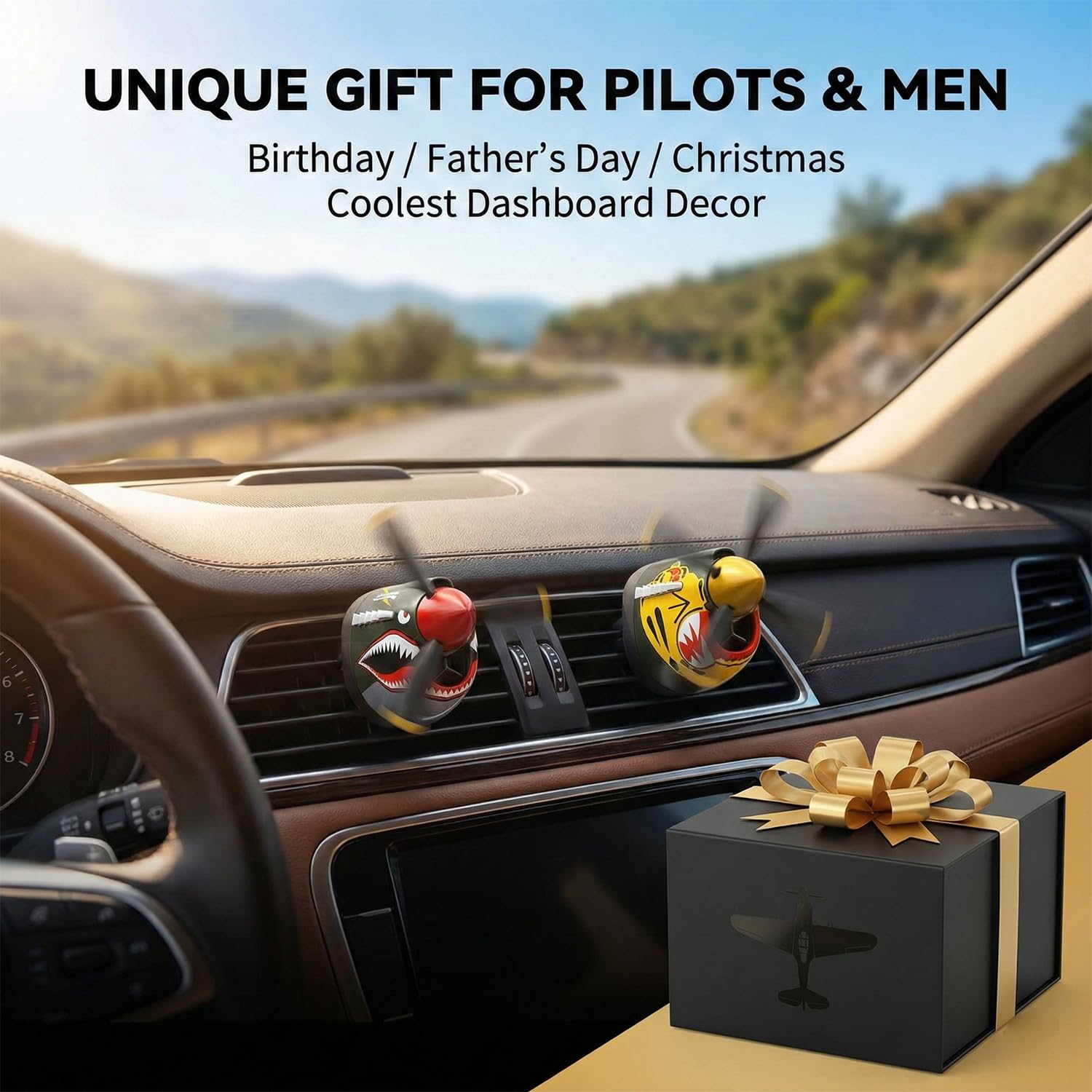 Generic P-40 Warhawk car dashboard accessory enhances interior styling.