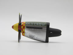 Generic P-51 Old Crow air freshener adds aviation tribute to daily commuting.