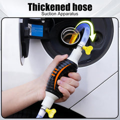 Generic portable siphon pump with handle demonstrates easy manual operation.