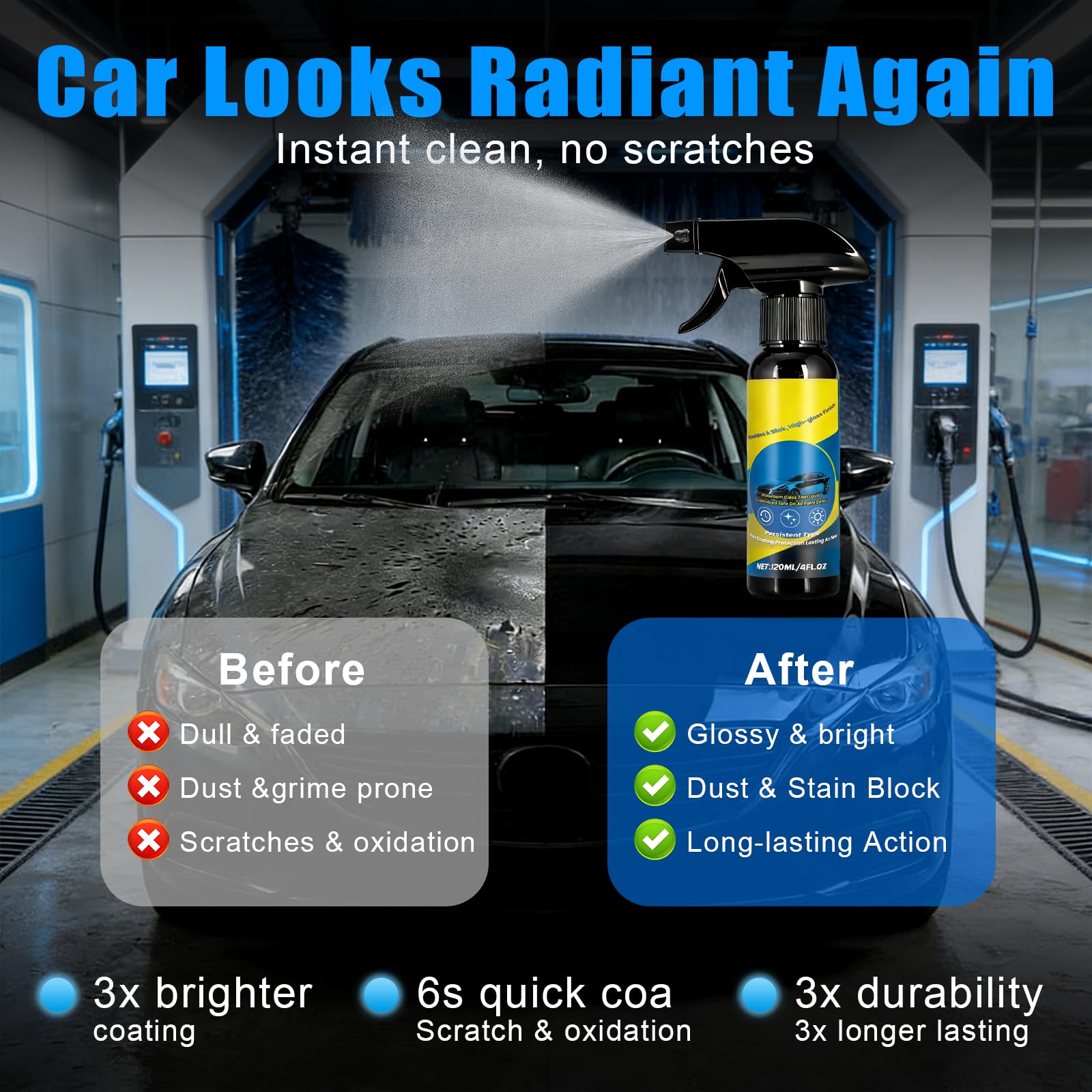 Generic Quick Coat gloss on car surface highlights showroom-like shine